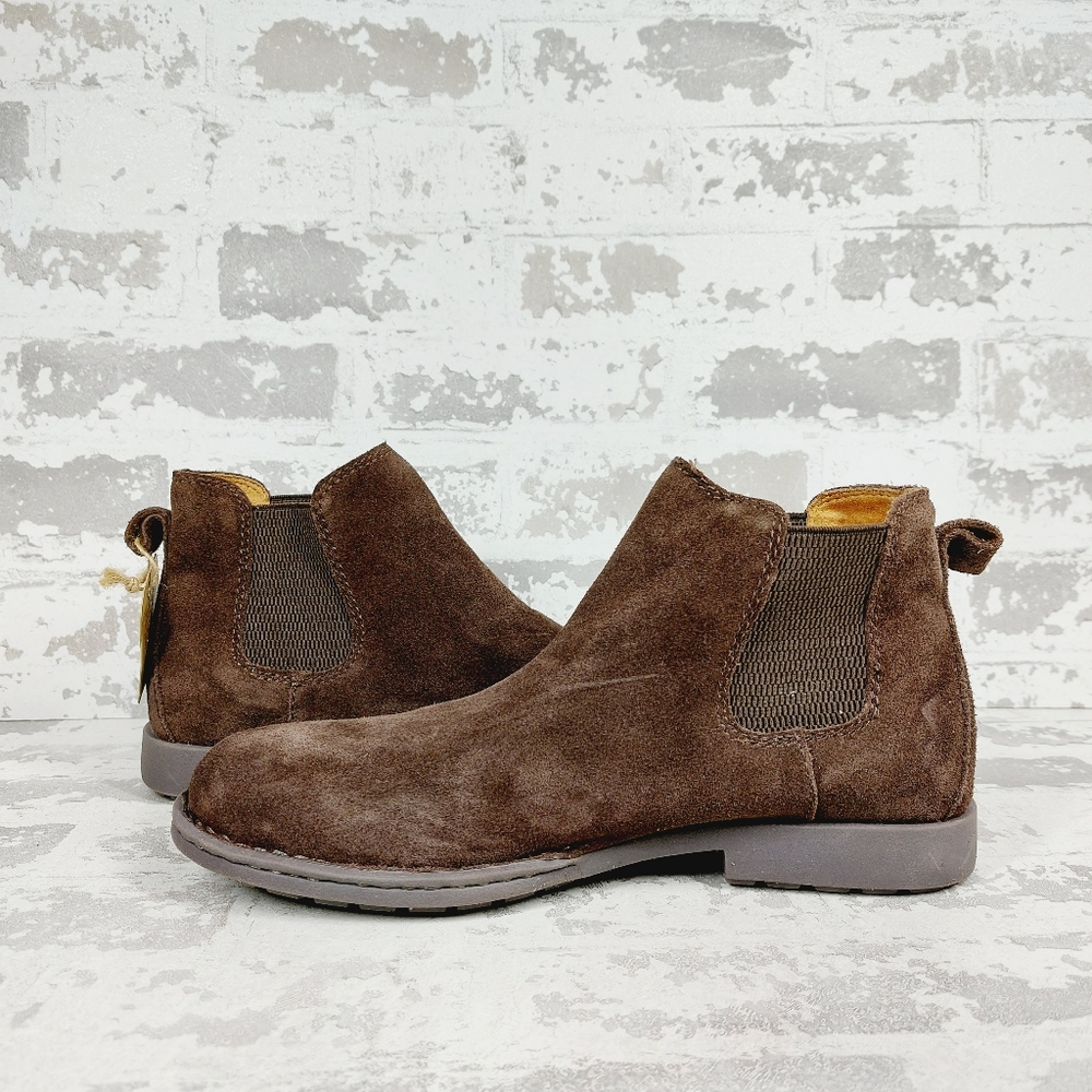 New Born Eli Men's Brown Suede Round Toe Chelsea Boots D676 - Picture 3 of 10